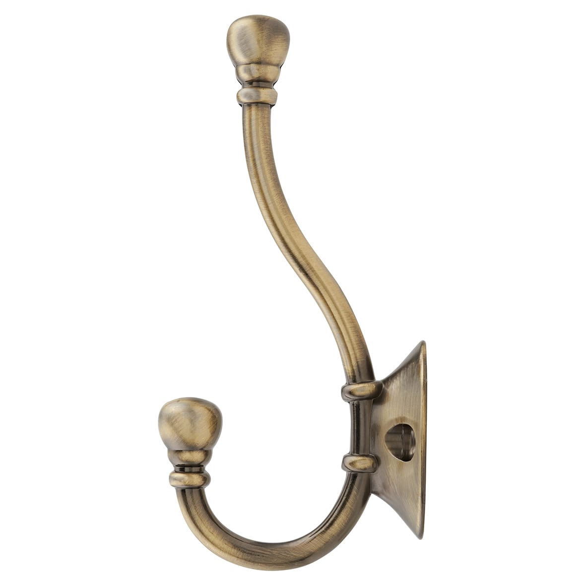 Diecast Ball End Single Hat & Coat Hook - 130 x 35mm - Antique Brass - view 2