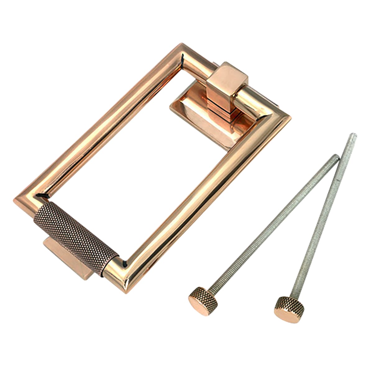 Brompton Rectangular Knurled Door Knocker - Polished Bronze - 145 x 90mm - view 2