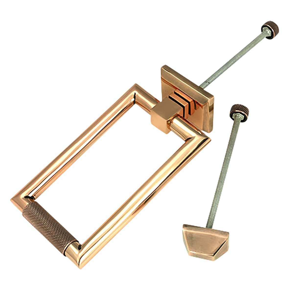 Brompton Rectangular Knurled Door Knocker - Polished Bronze - 145 x 90mm - view 3