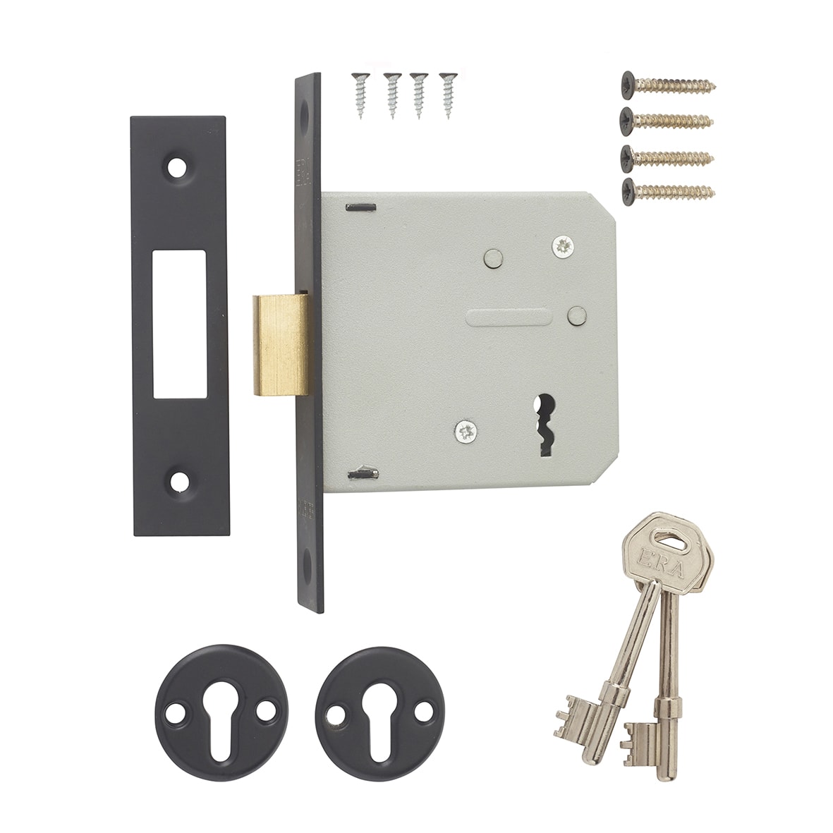 3 Lever Deadlock - 76mm Case - 56mm Backset - Matt Black - view 2