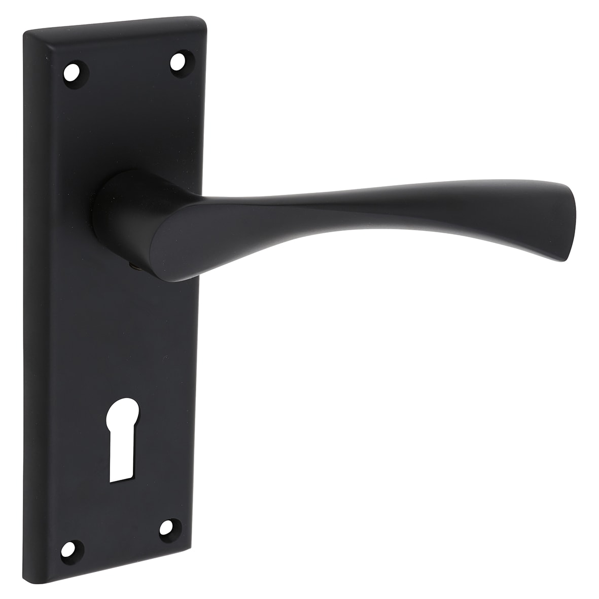 Brass Matt Black Keyhole Lock Door Handles - Venti Range - 150 x 50mm - view 2