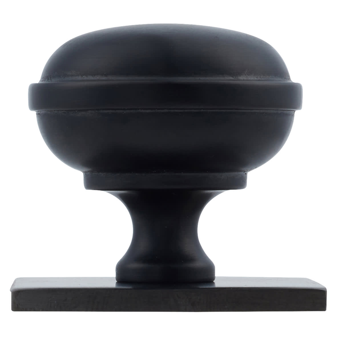 Quantock Cabinet Knob on Square Backplate - 34mm Diameter - PVD Dark Bronze - view 2