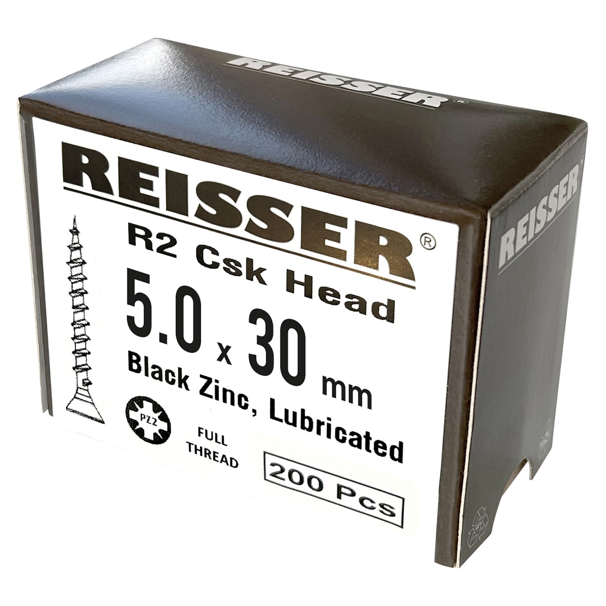 R2 Pozi Countersunk Wood Screws - 5.0 x 30mm - Black Passivated - Pack of 200 - view 2