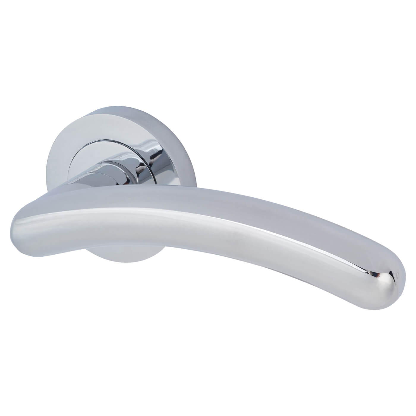Polished Chrome Bathroom Lock Door Handles on Rose Pack - Carina Range - view 3