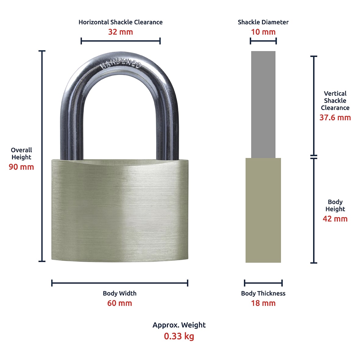 Watchman by Squire Solid Brass Padlock - 60mm Body - 32 x 36mm Shackle - Keyed to Differ - view 4