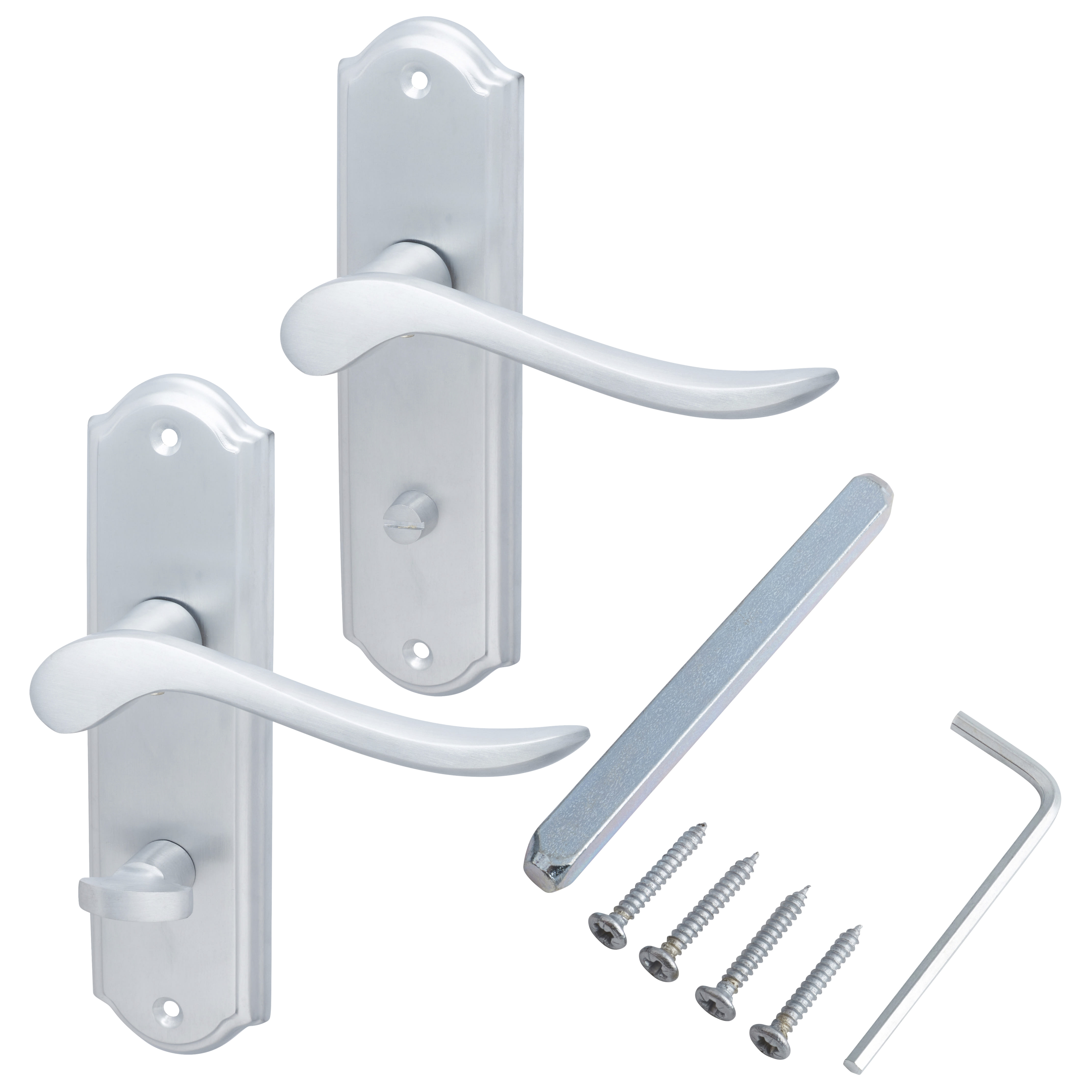 Satin Chrome Scroll Bathroom Door Handles - Turin Range - 170 x 46mm - view 3