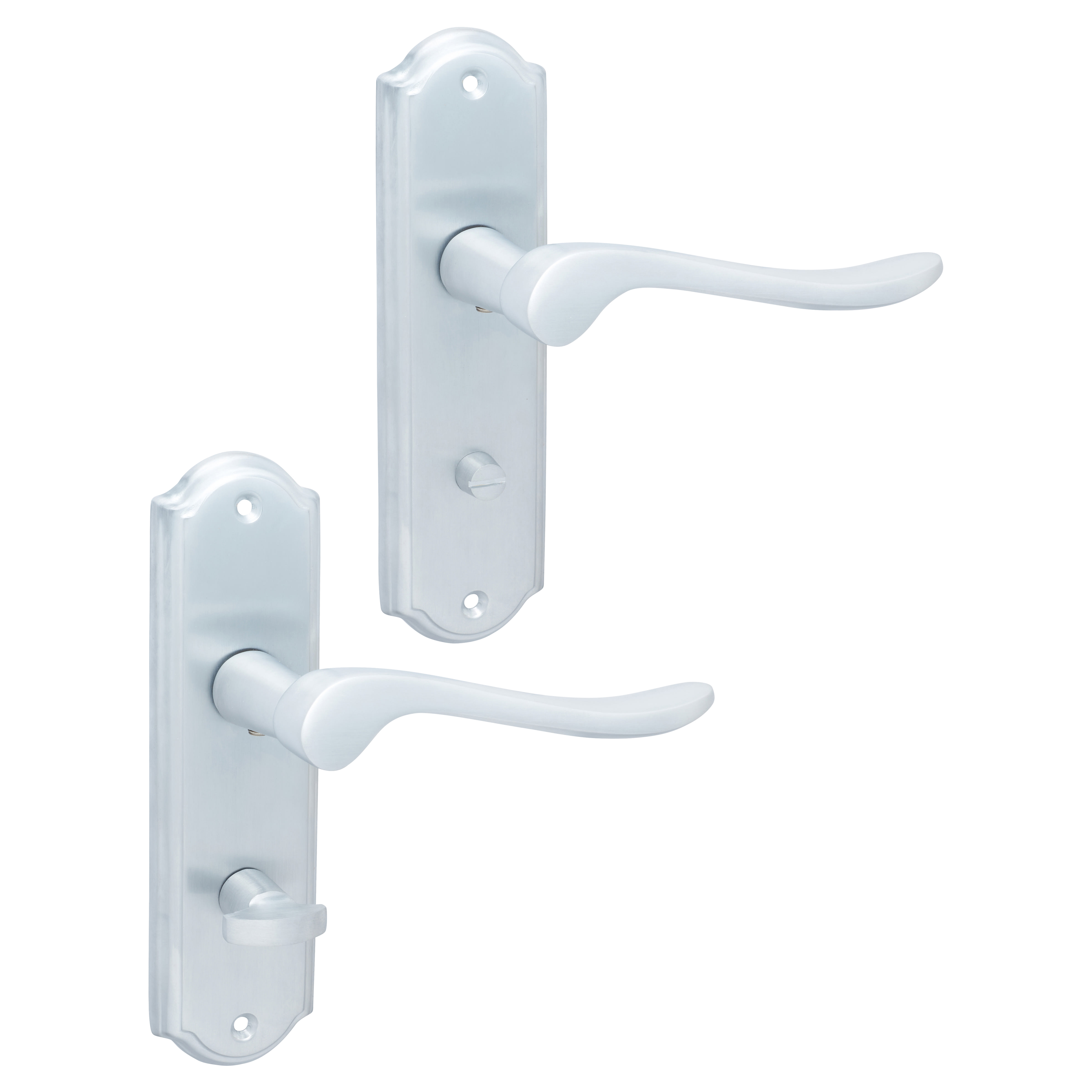 Satin Chrome Scroll Bathroom Door Handles - Turin Range - 170 x 46mm - view 4