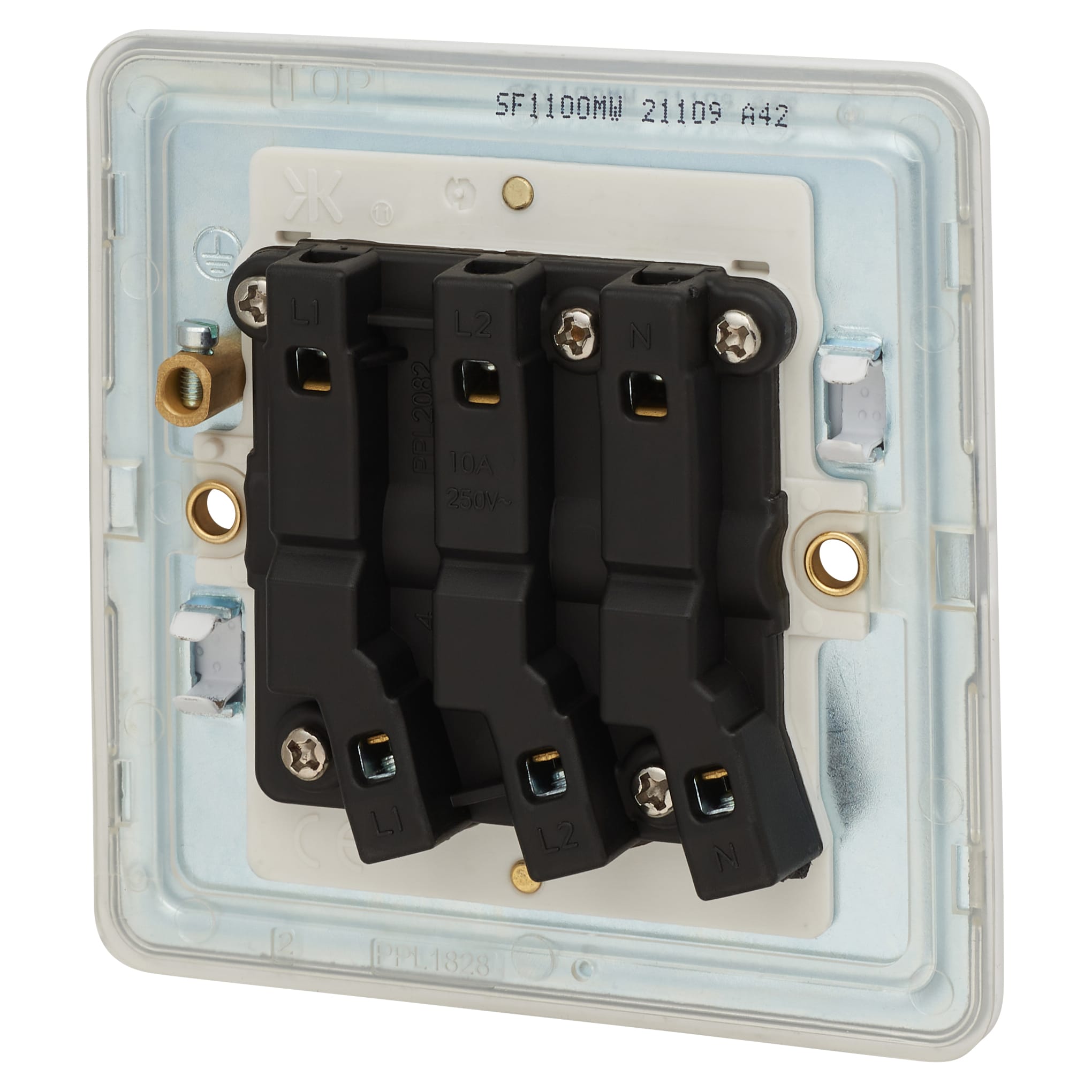 10AX 1 Gang Triple Pole Fan Isolator Switch - Matt White - view 3