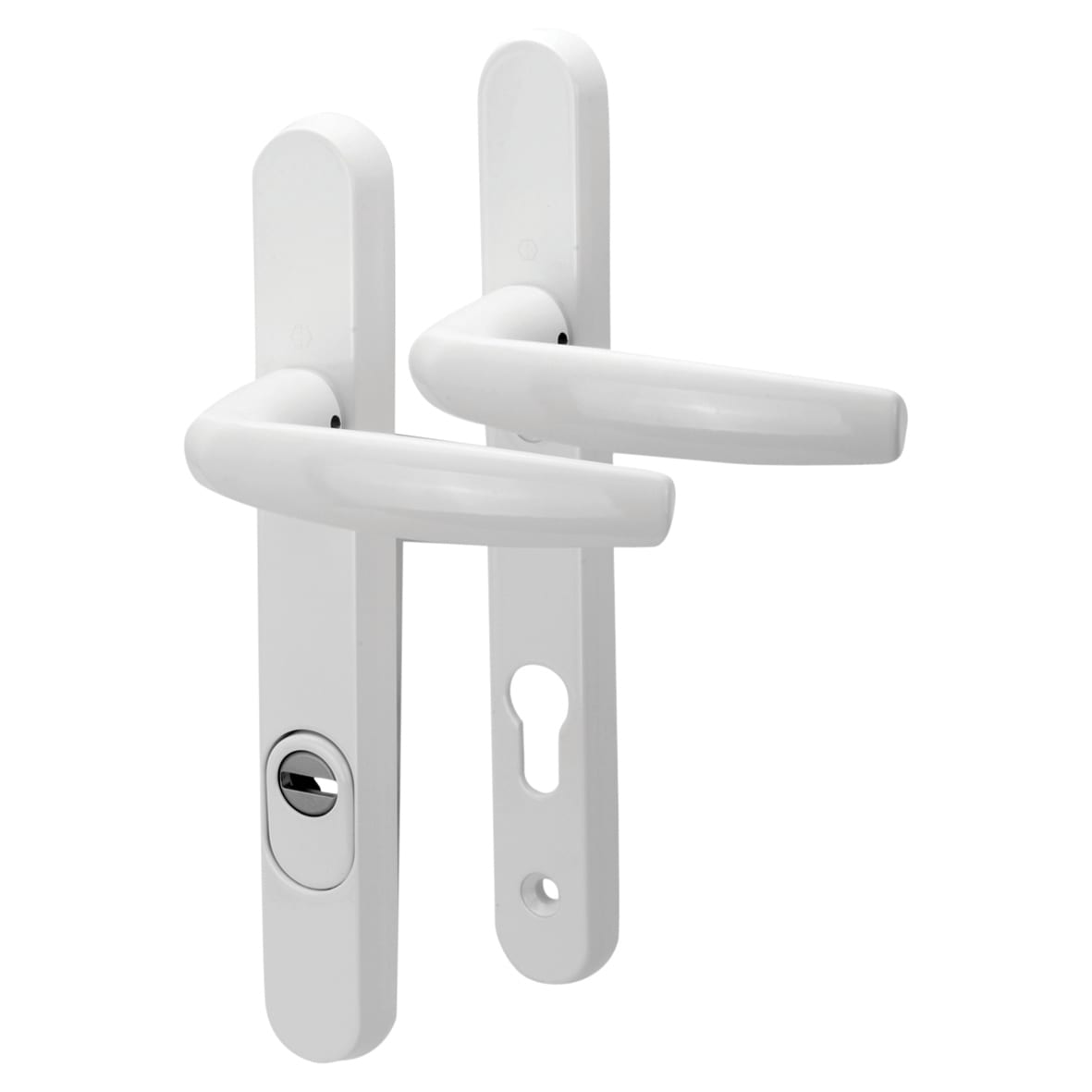 1530/3260N White uPVC Multipoint Door Handles - Short Plate - 92mm c/c - 60mm door - view 2