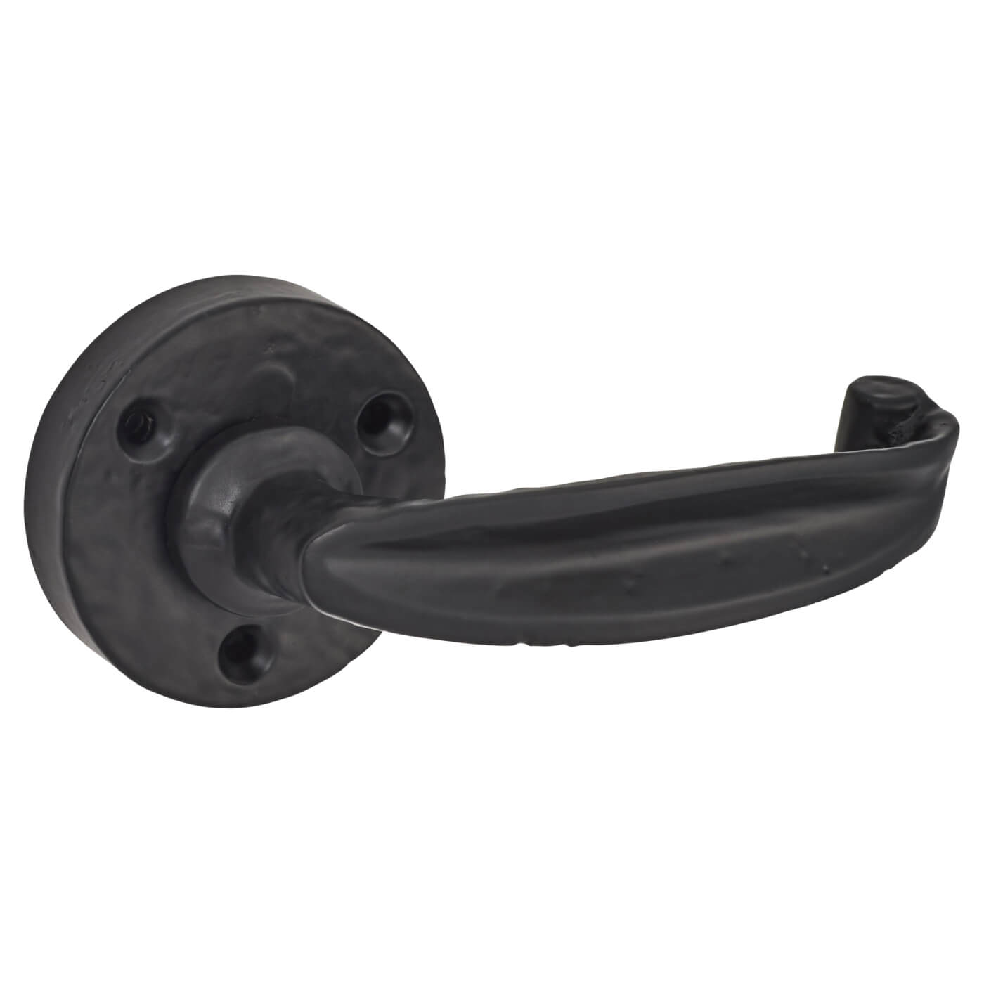 Antique Black Tudor Door Handles on Round Rose - view 3
