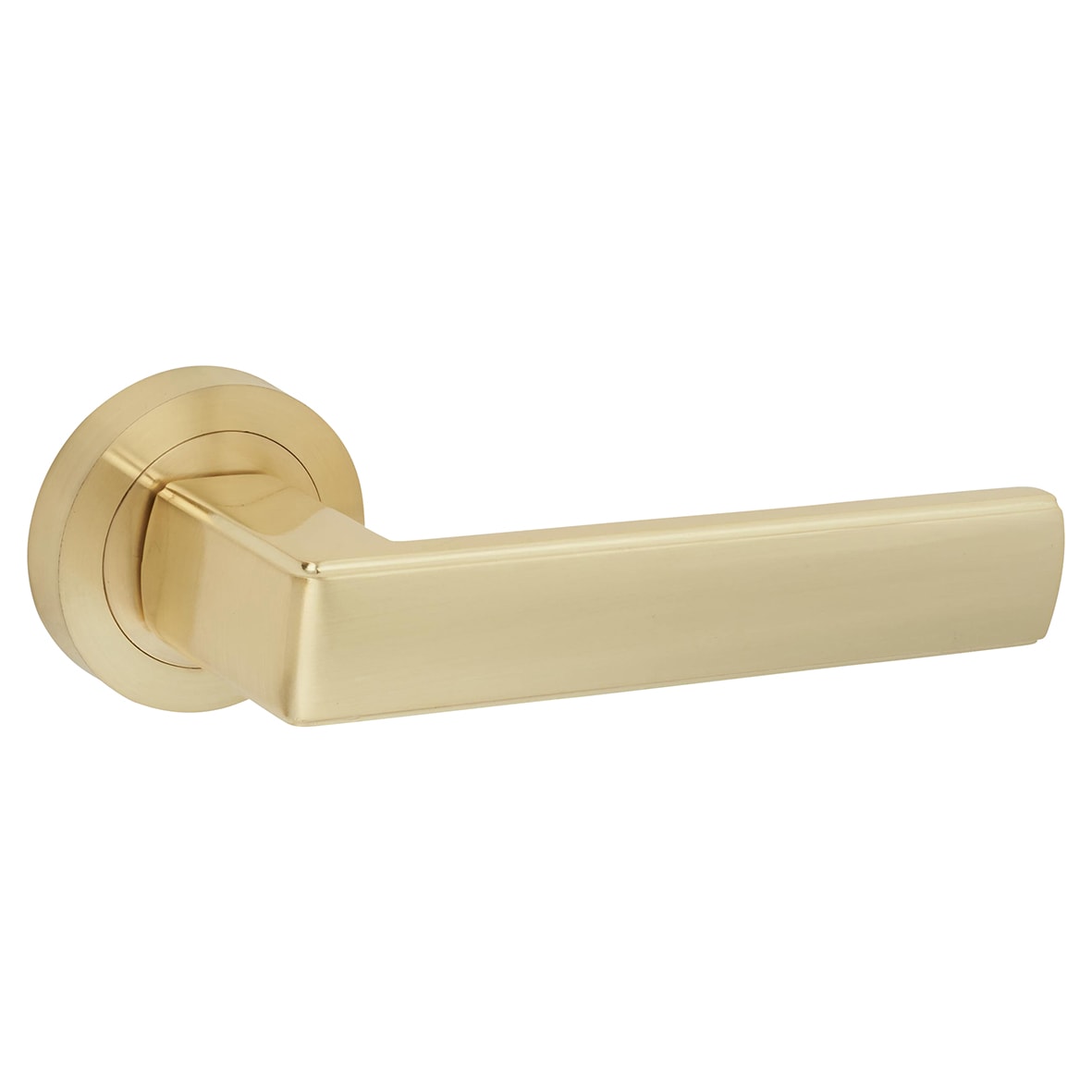 Satin Brass Door Handles on Round Rose - Zara Range - view 2