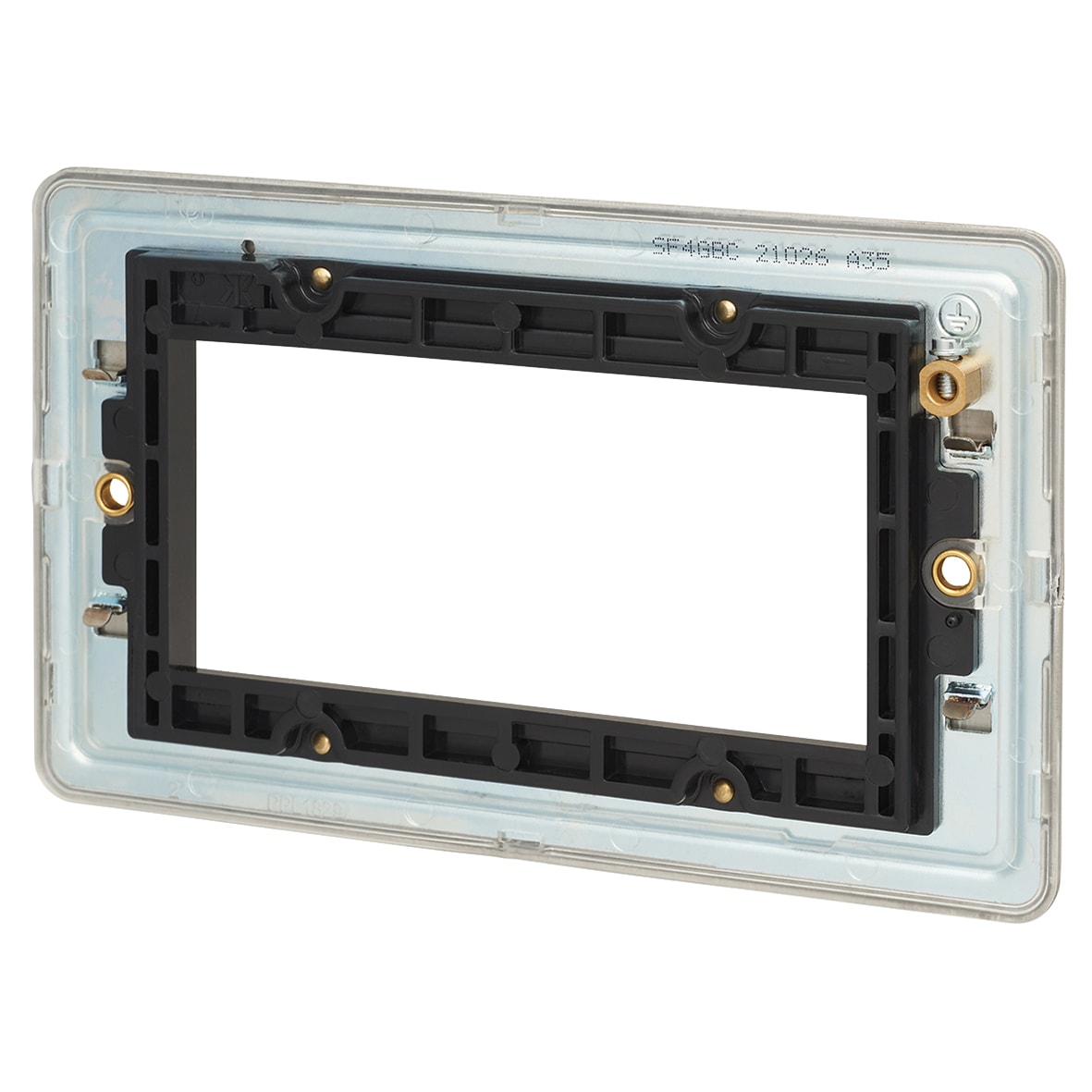 2 Gang 4 Module Euro Screwless Faceplate - Brushed Chrome - view 2