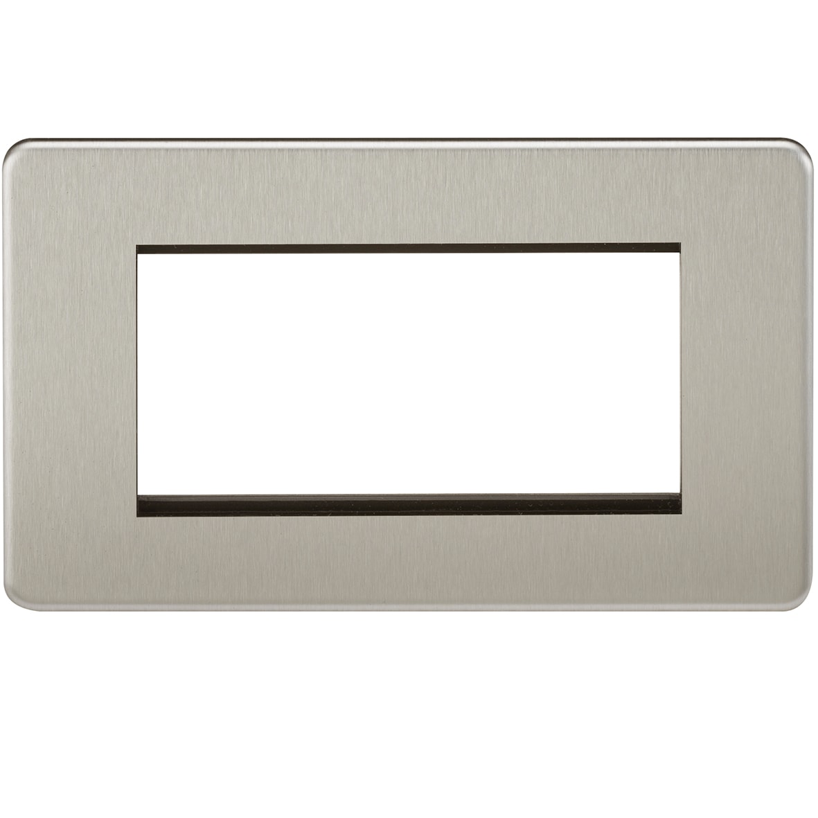 2 Gang 4 Module Euro Screwless Faceplate - Brushed Chrome - view 3