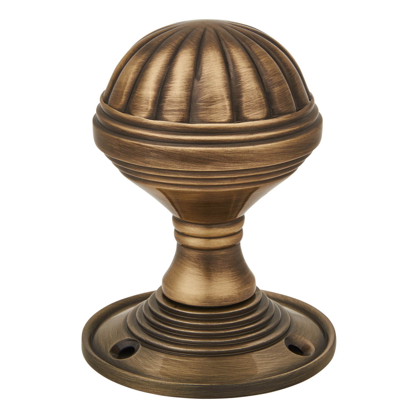 Antique Brass Fluted Mortice Door Knob - 65mm Rose Diameter - view 3