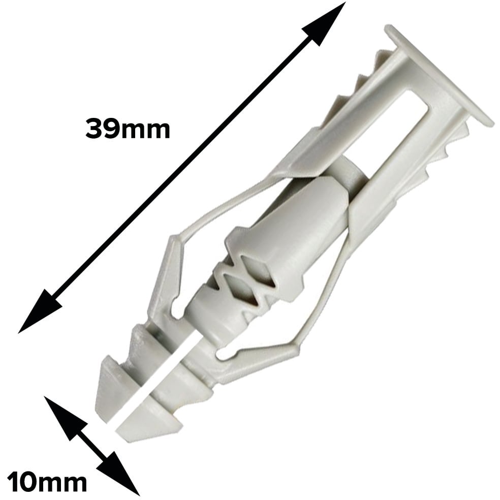 Triple Grip Universal Plasterboard & Masonry Wall Plug Fixing - 10 x 47mm - Grey - Pack of 70 - view 2