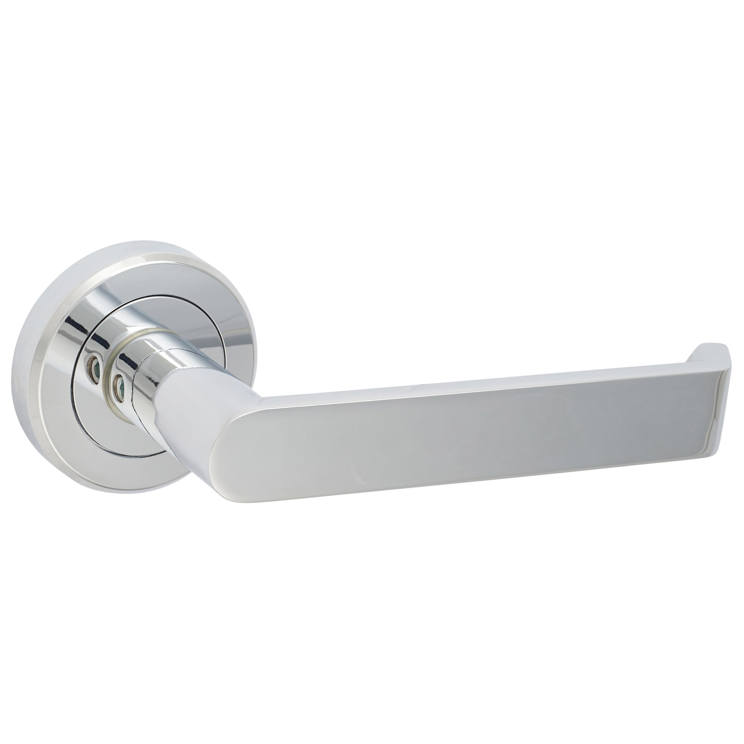 Brass Polished Chrome Latch Door Handles on Rose Pack - Concept Range - view 3