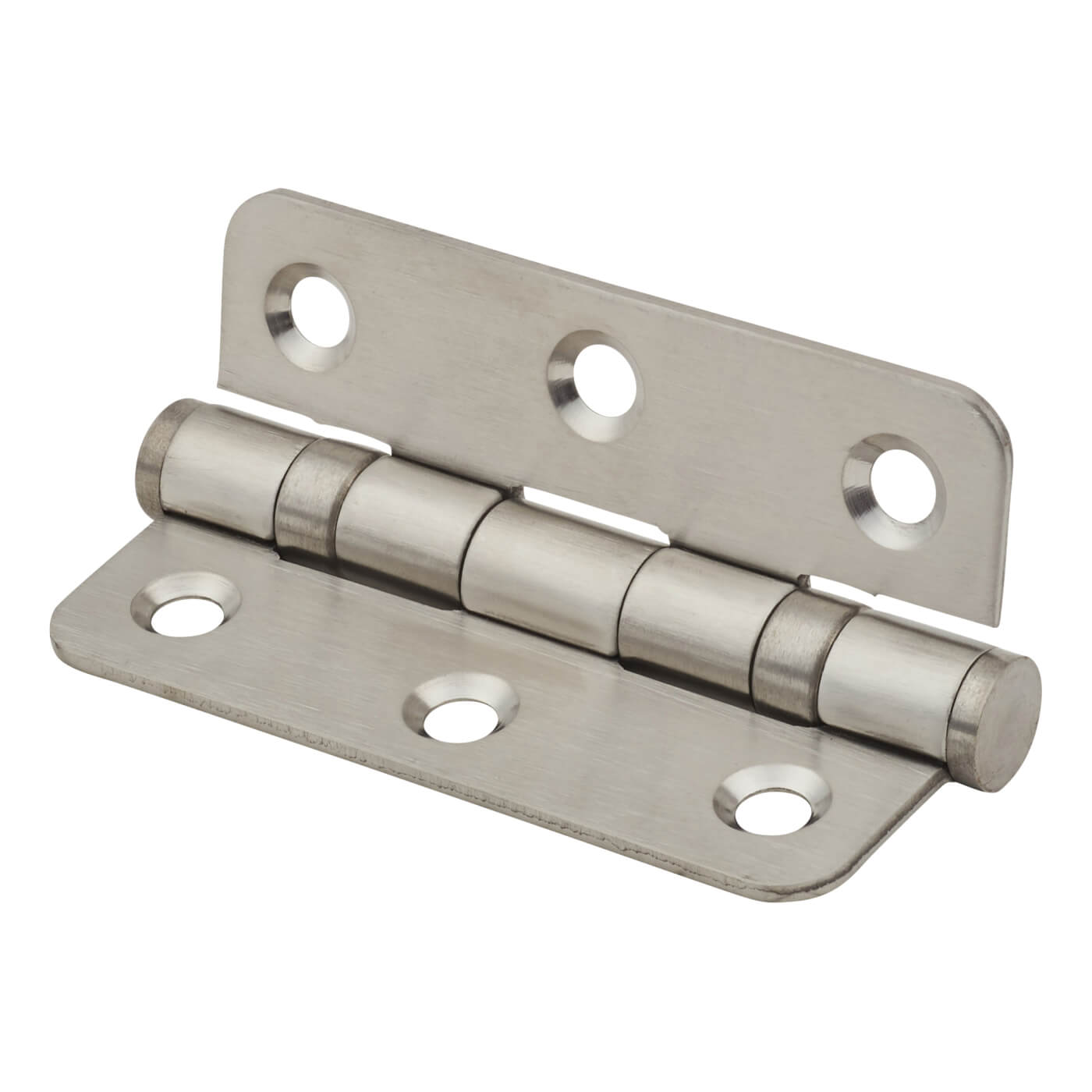 Radius Corner Twin Ball Bearing Butt Door Hinge - 76 x 51 x 2mm - Satin Stainless Steel - Pair - view 3