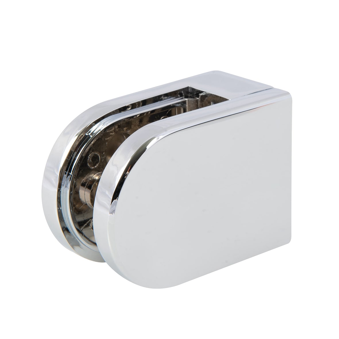 D Shaped Balustrade Clamps & Inserts - 10mm Glass - 63mm x 45mm - Polished Chrome - Pack of 4 - view 2