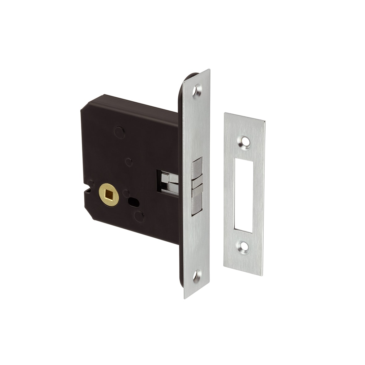 Sliding Door Bathroom Lock - 76mm Case - 56mm Backset - Satin Chrome - view 2