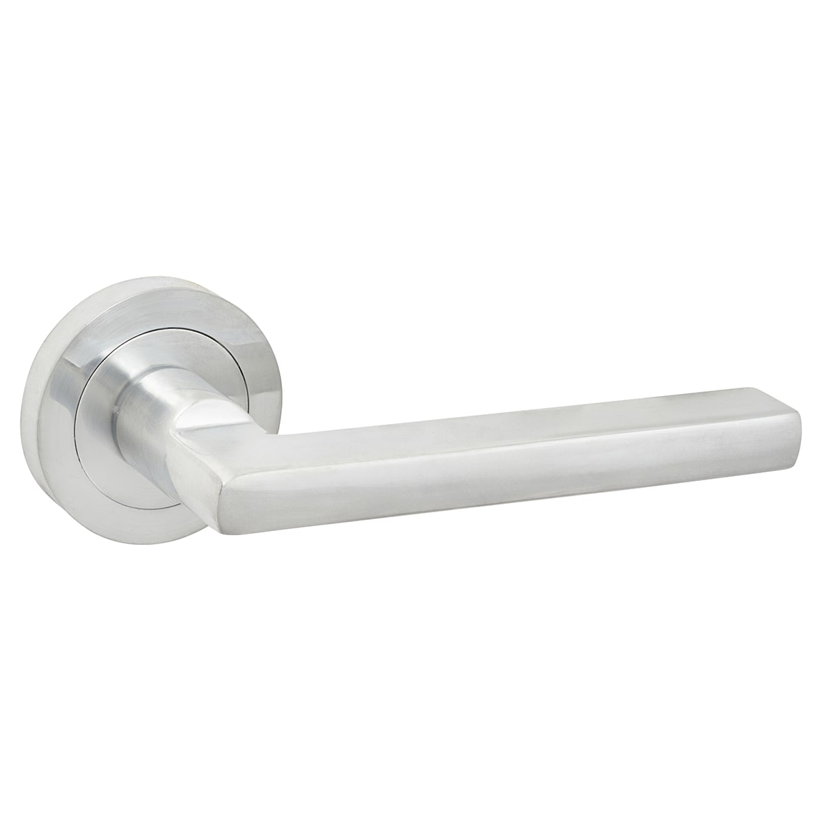 Satin Chrome Door Handles on Round Rose - Sophia Range - view 3