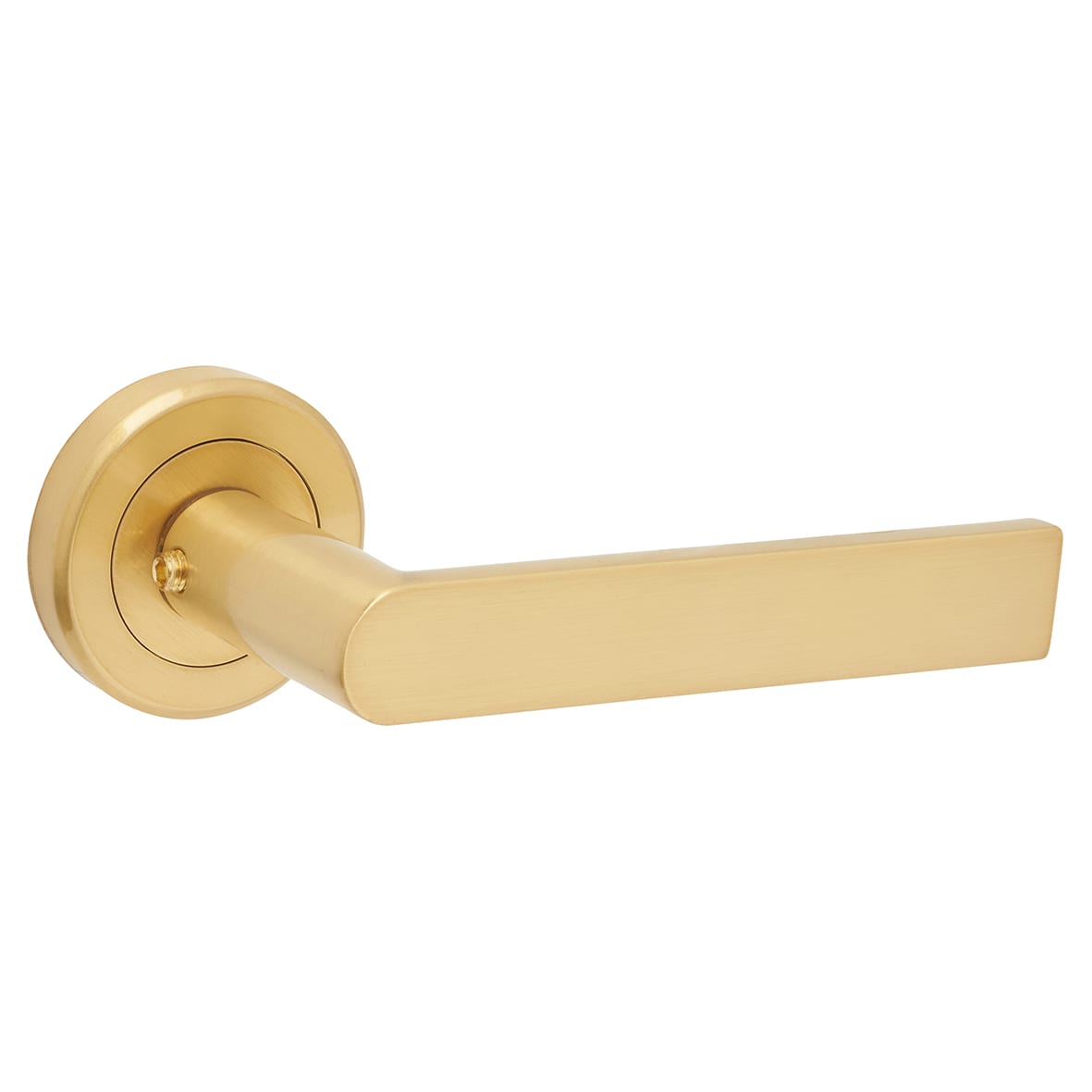 Brass Satin Brass Door Handles on Round Rose - Edge Range - view 2