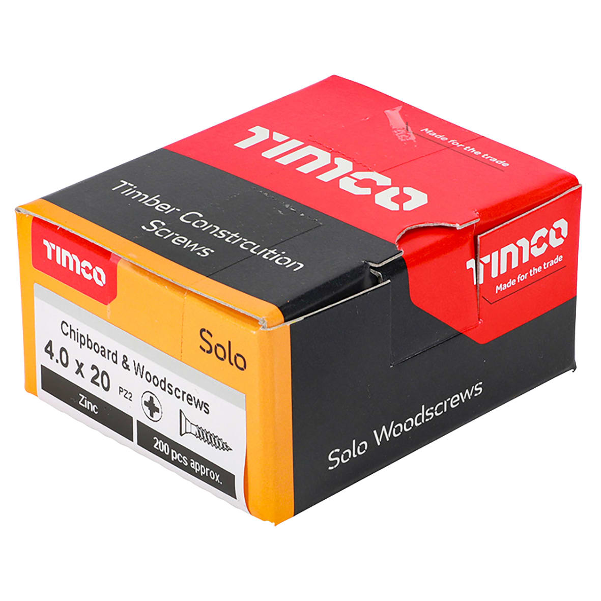 Solo Chippy Pozi Countersunk Wood Screws - 4.0 x 20mm - Zinc Plated - Pack of 200 - view 4