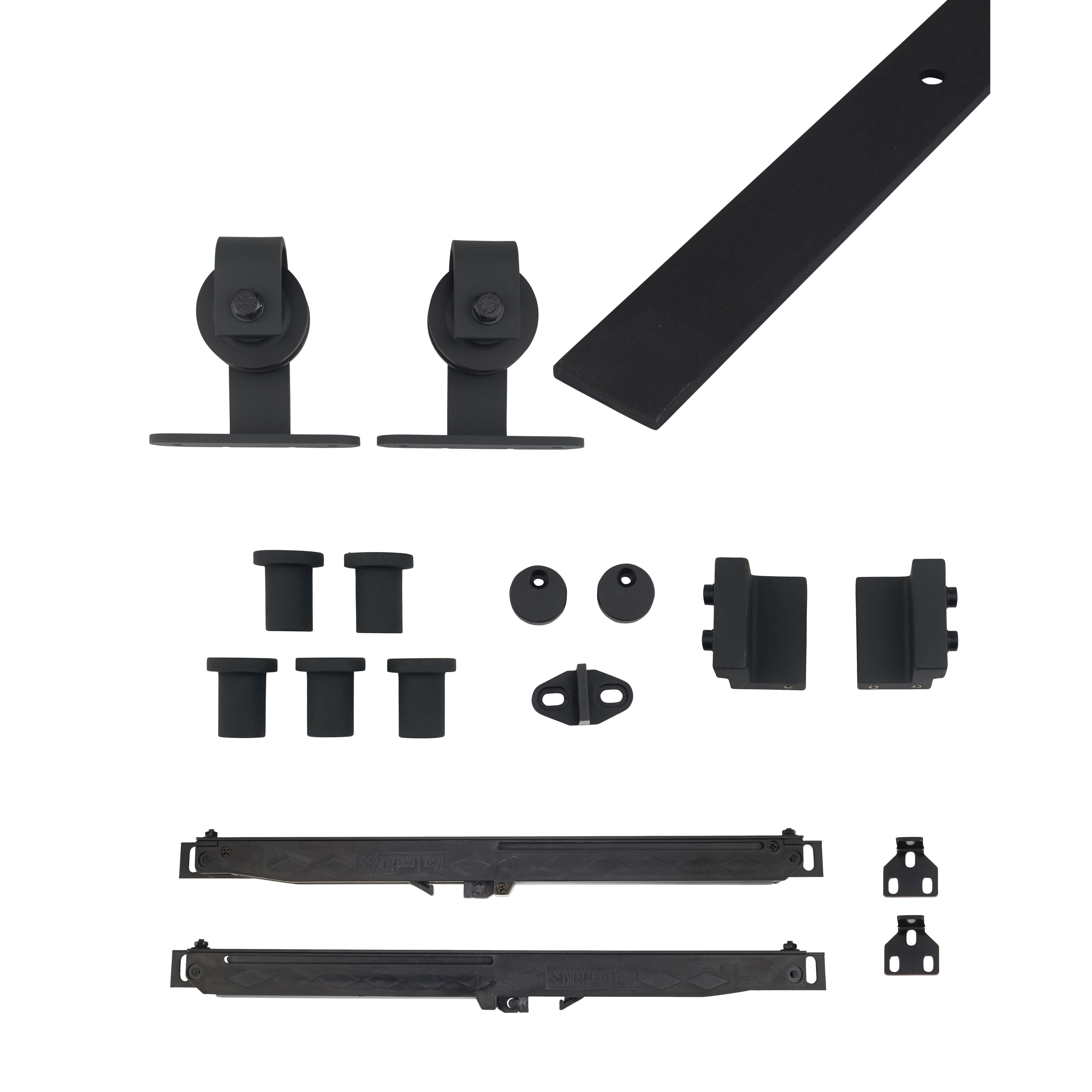 Barn Strap Soft Open/Close Sliding Door Gear - Top Mounted - 40-60kg Max Door Weight - Black - view 3