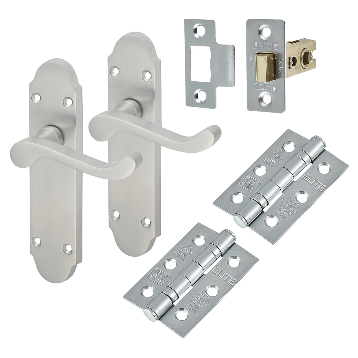 Satin Chrome Victorian Summer Scroll Latch Door Handles Pack - view 2
