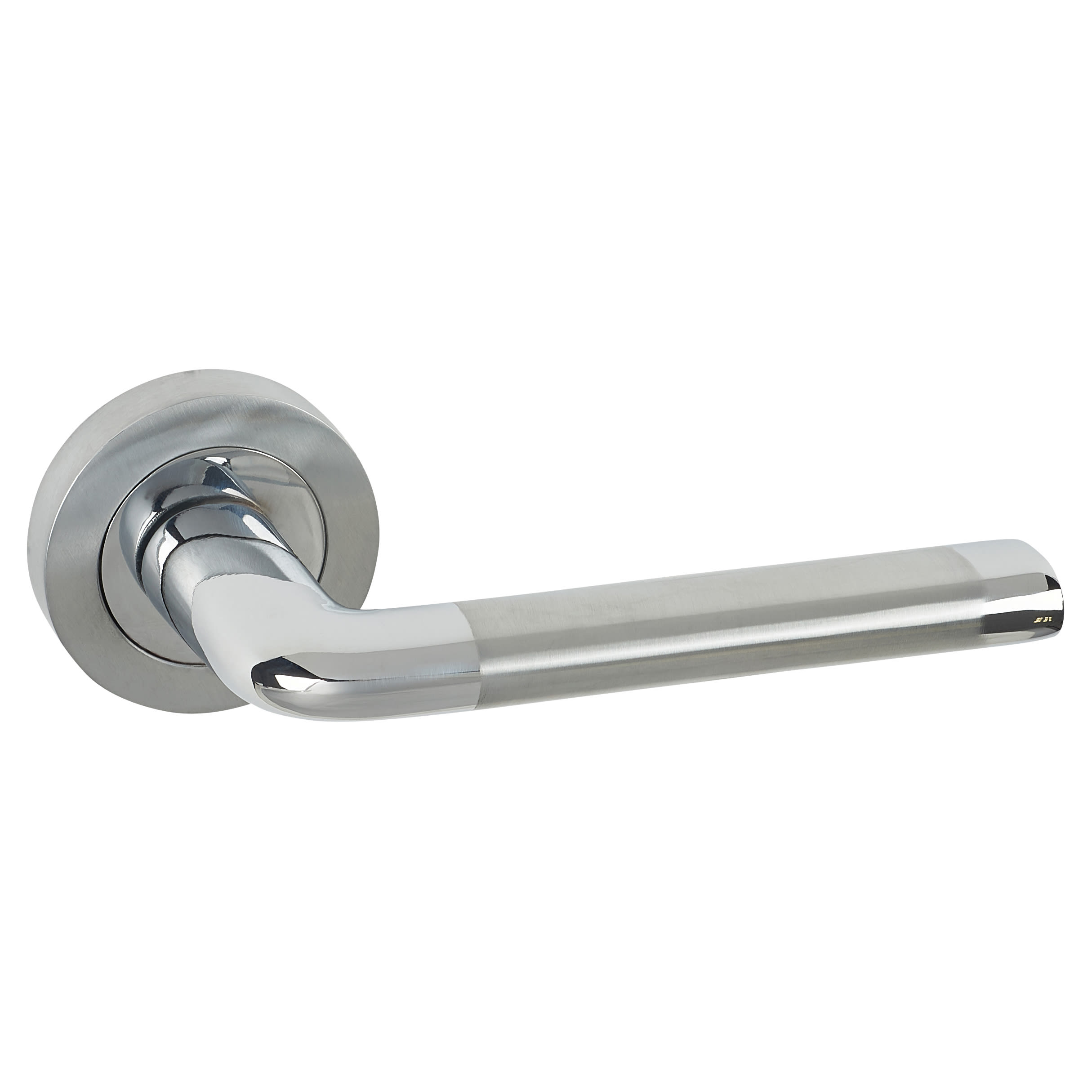 Polished/Satin Chrome Latch Door Handles on Rose Pack - Belmonte Range - view 3