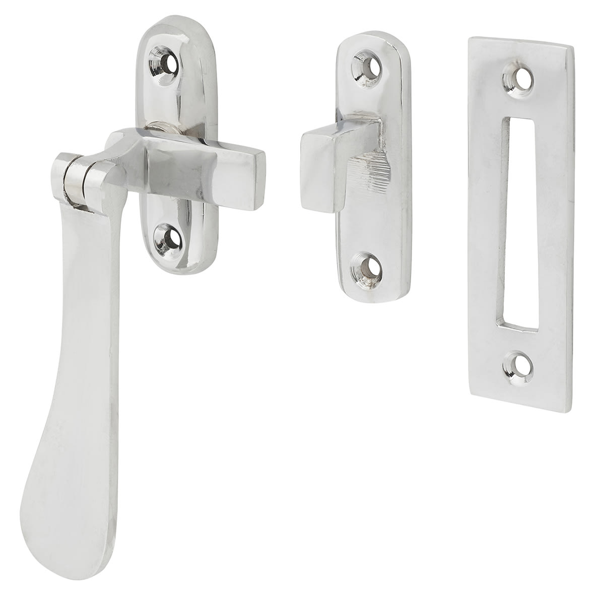 Budget Victorian Mortice & Hook Plate Window Fastener - Reversible - Polished Chrome - view 2