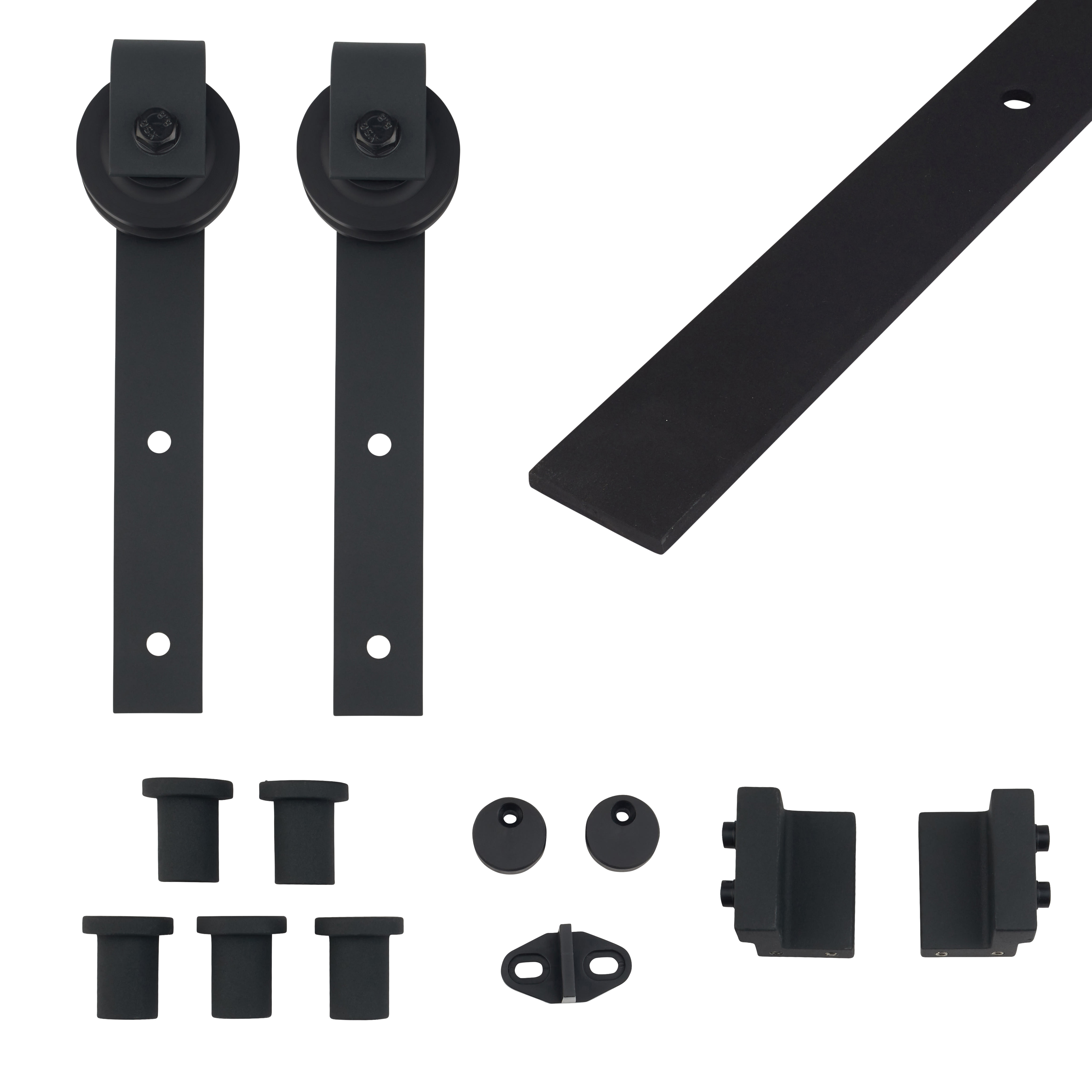 Barn Strap Sliding Door Gear Kit - Face Mounted - 2000mm Track - 120kg Max Door Weight - Black - view 3
