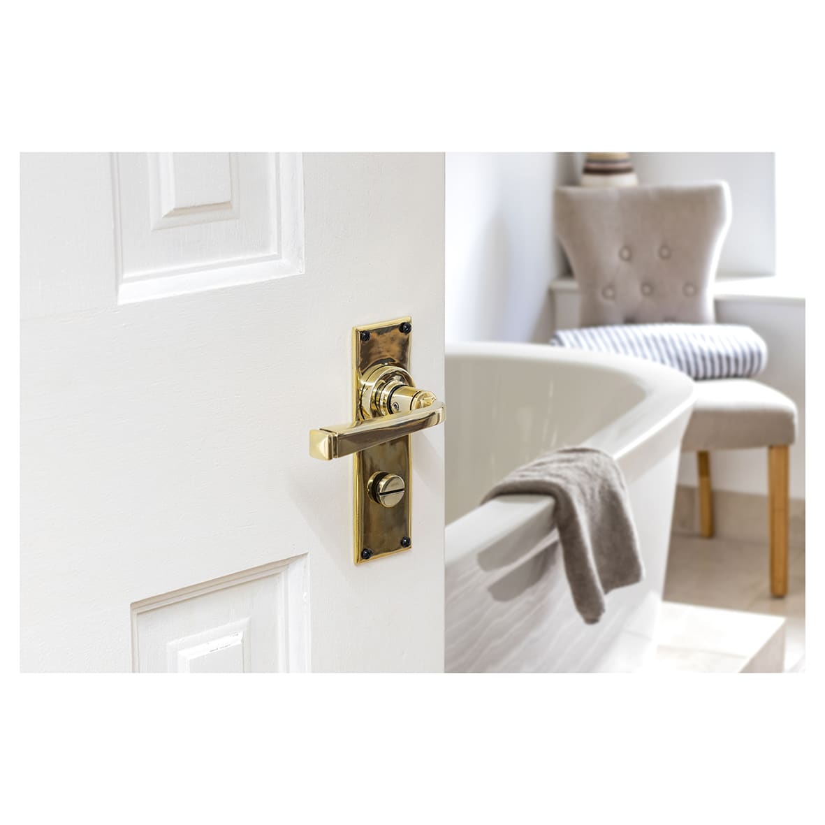 Aged Brass Bathroom Door Handles - Avon Range - 152 x 48mm - view 4