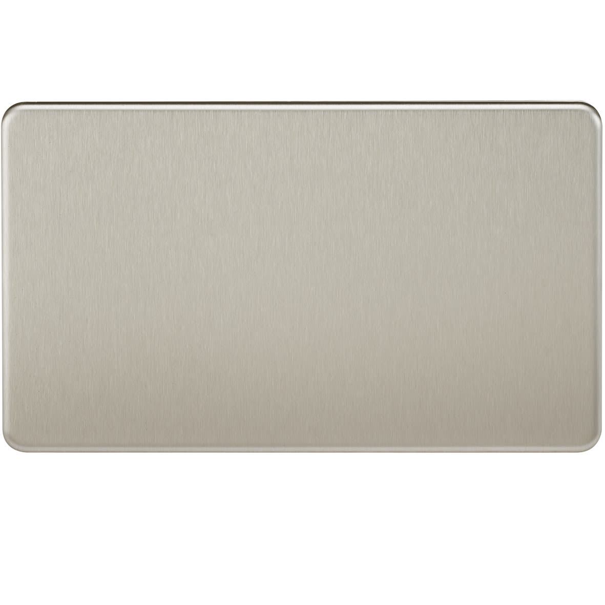 2 Gang Blank Plate - Brushed Chrome - view 3