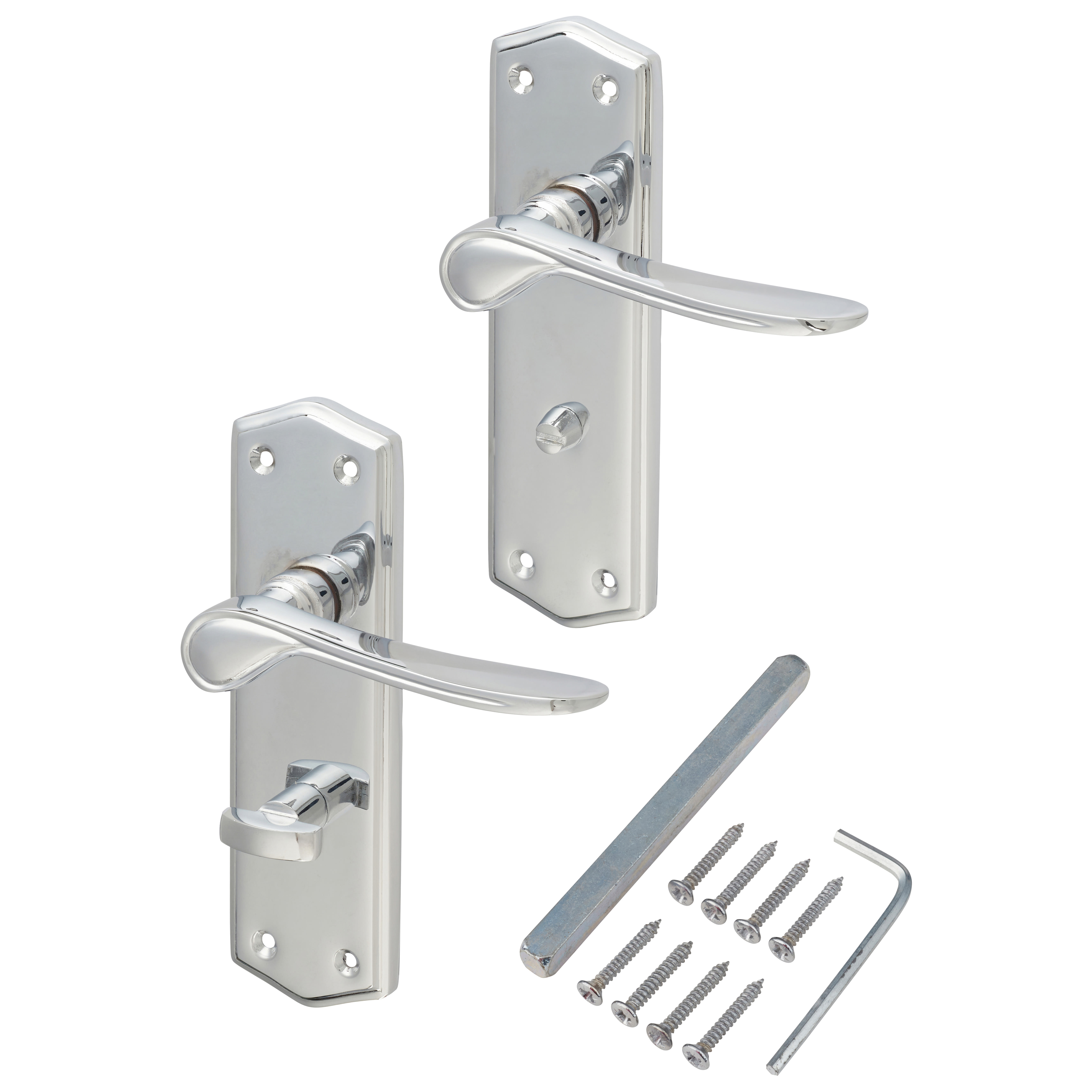 Polished Chrome Bathroom Door Handles - Rome Range - 170 x 50mm - view 3