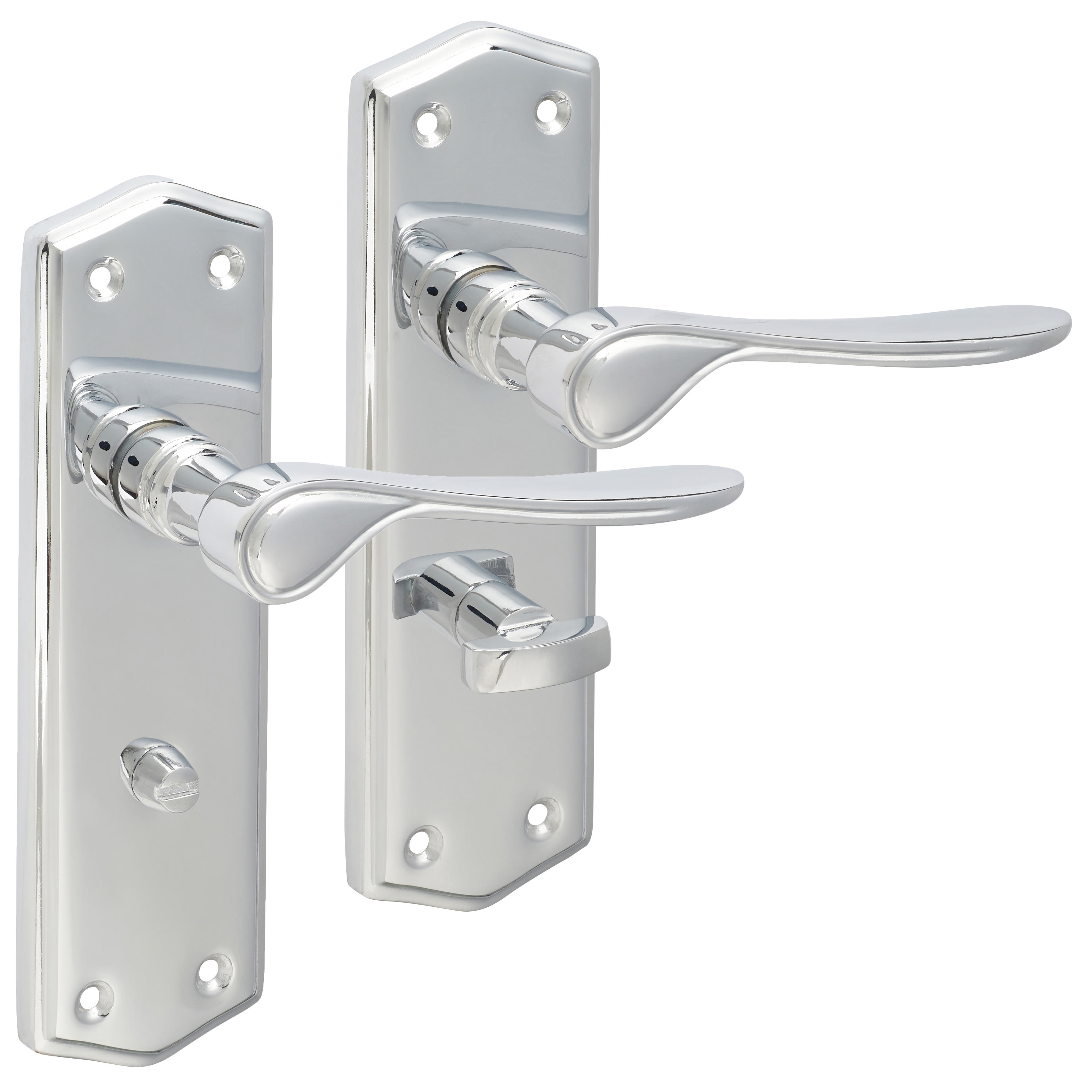 Polished Chrome Bathroom Door Handles - Rome Range - 170 x 50mm - view 4