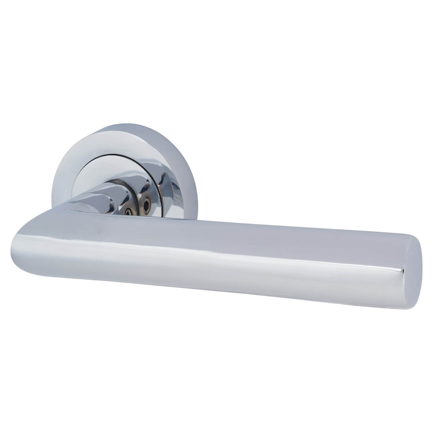 Polished Chrome Bathroom Lock Door Handles on Rose Pack - Emily Range - view 3
