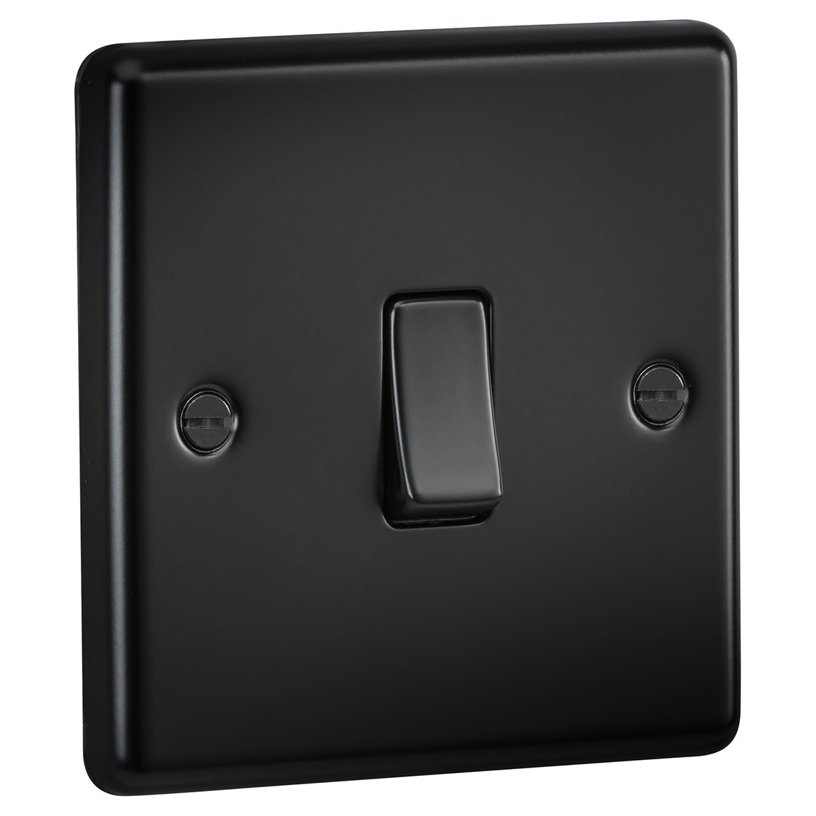 10AX 1 Gang 2 Way Round Edge Light Switch - Matt Black - view 2