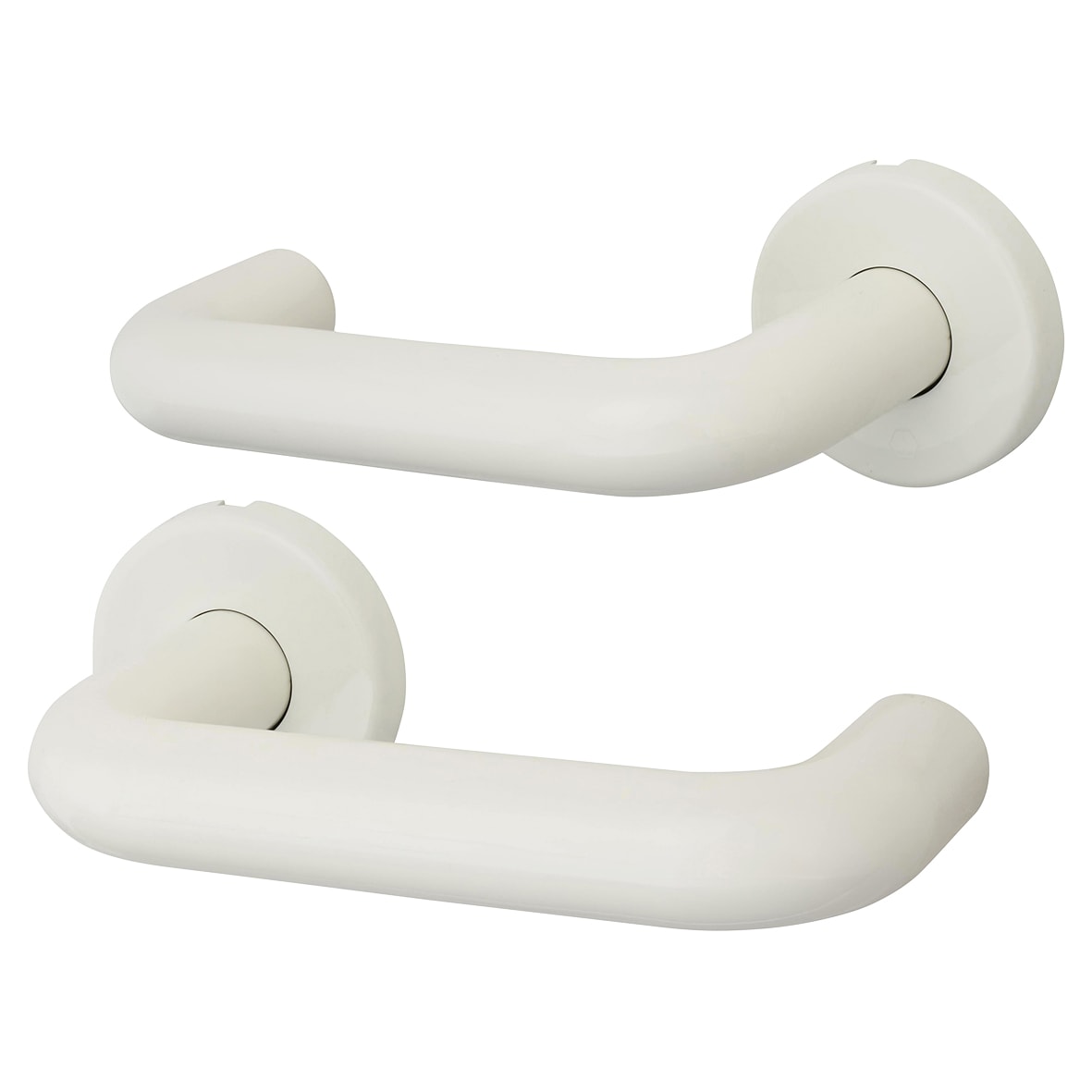 Diamond White Nylon Steel Core Safety Door Handle on Rose - Paris Range - view 2