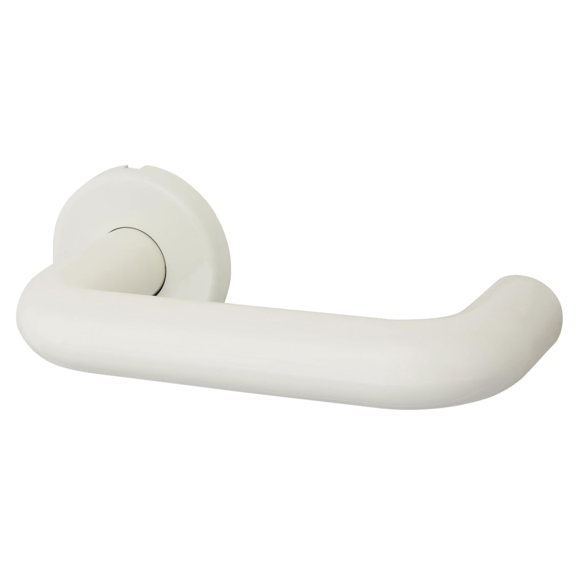 Diamond White Nylon Steel Core Safety Door Handle on Rose - Paris Range - view 4