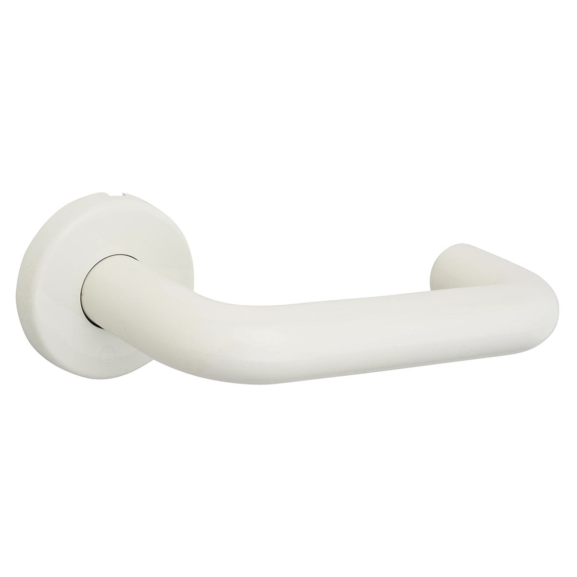 Diamond White Nylon Steel Core Safety Door Handle on Rose - Paris Range - view 5