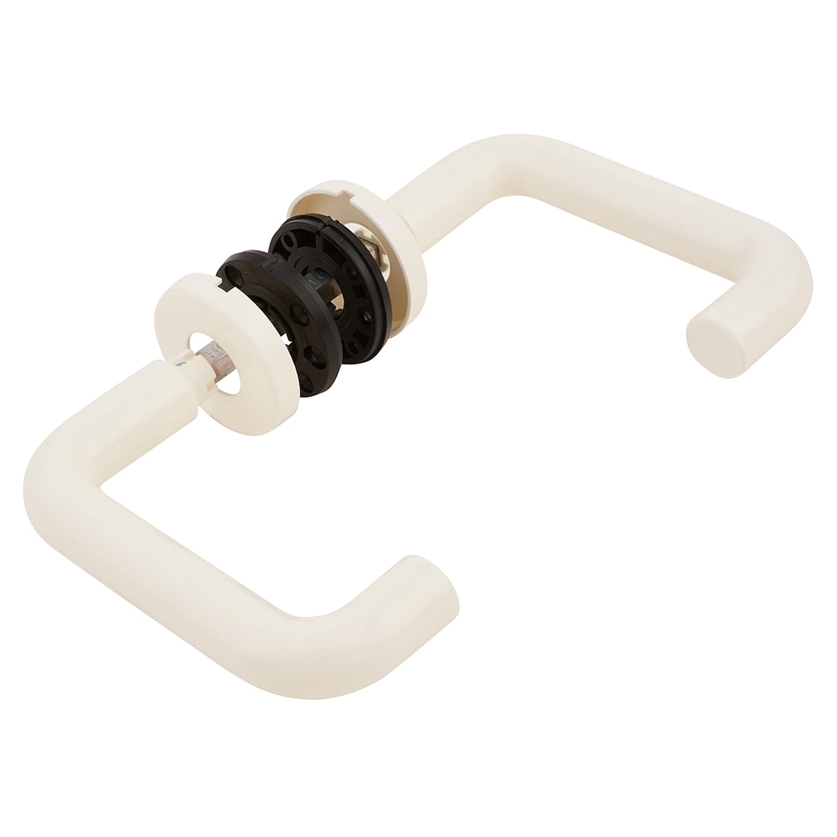 Diamond White Nylon Steel Core Safety Door Handle on Rose - Paris Range - view 6