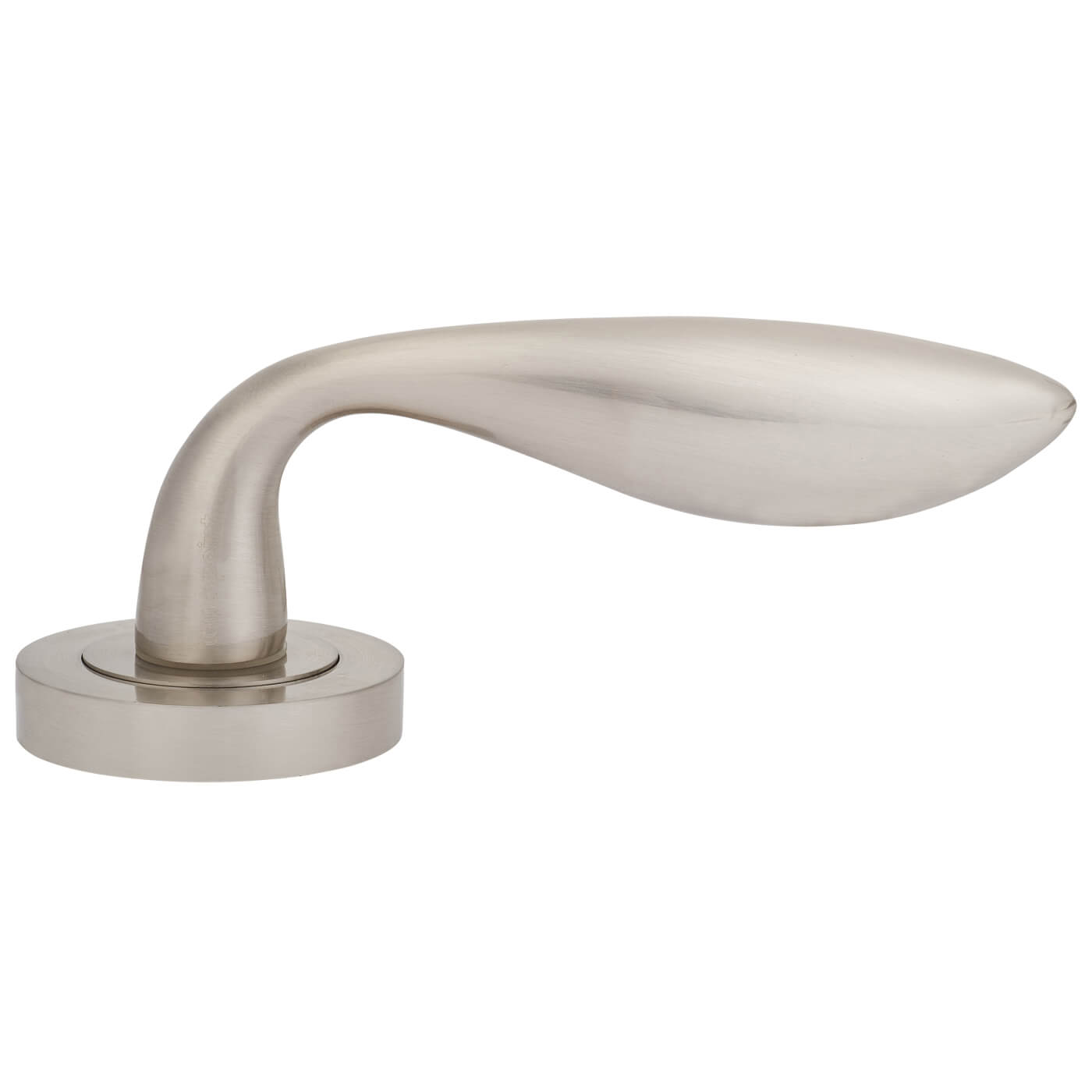 Satin Nickel Door Handles on Round Rose - Morgan Range - view 3