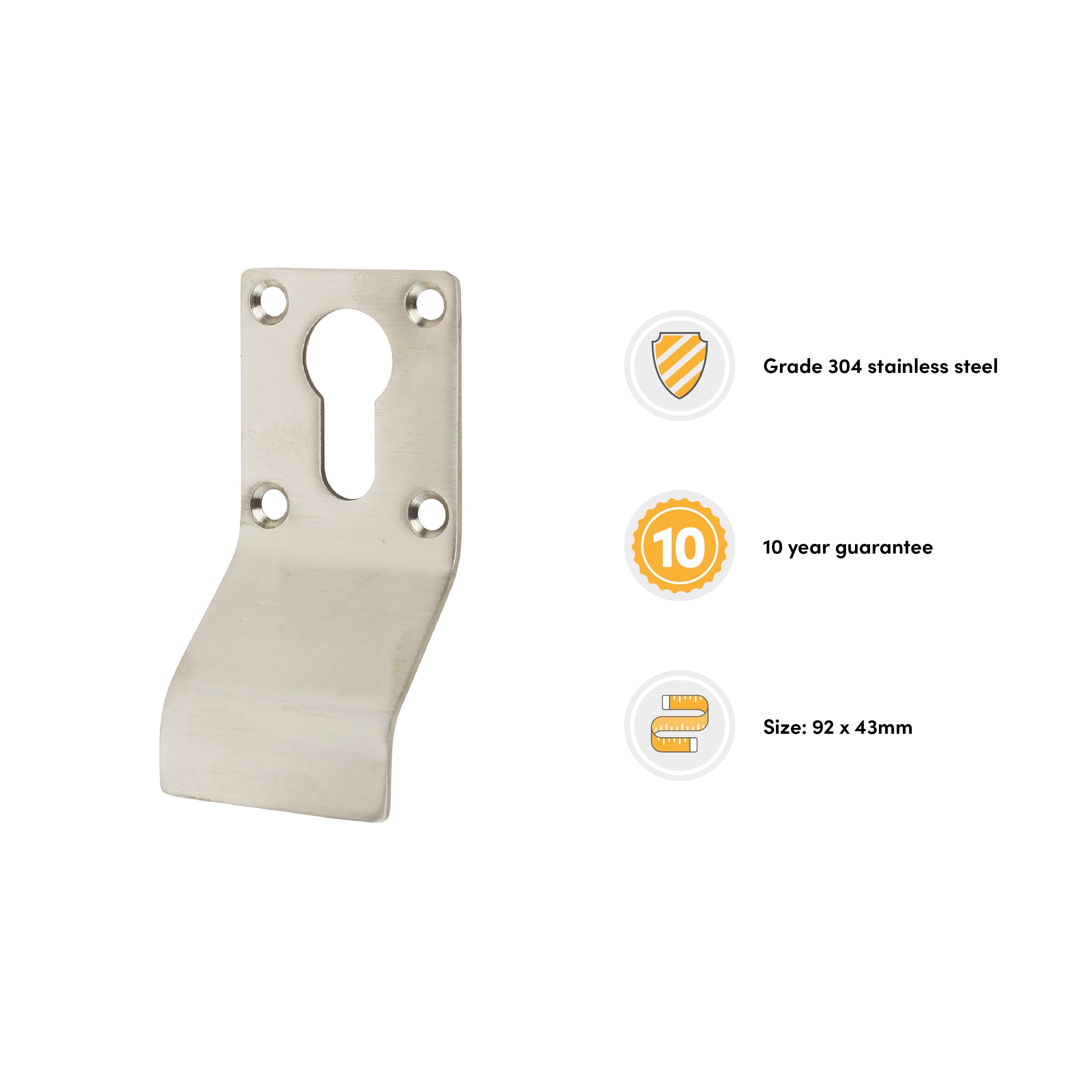 Satin Stainless Steel Euro Cylinder Pull - 92 x 43mm - view 3
