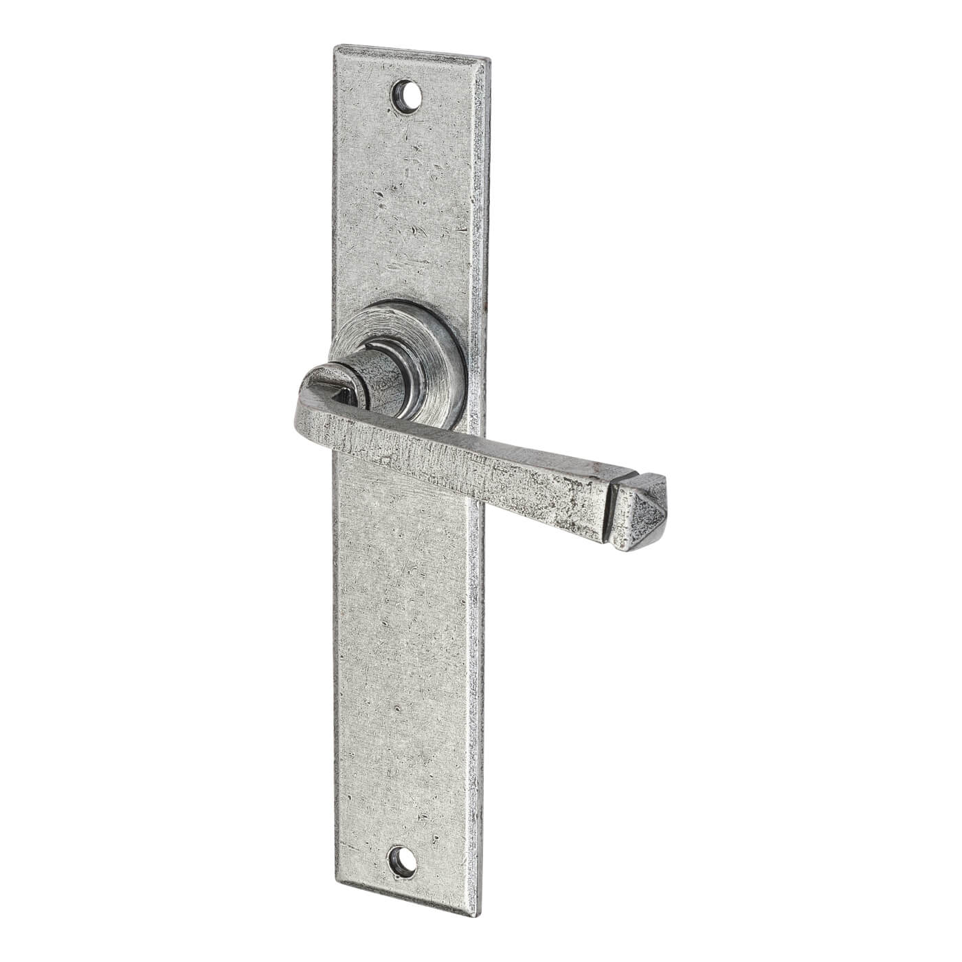 Pewter Latch Door Handles - Long Plate - York Range - 241 x 48mm - view 2