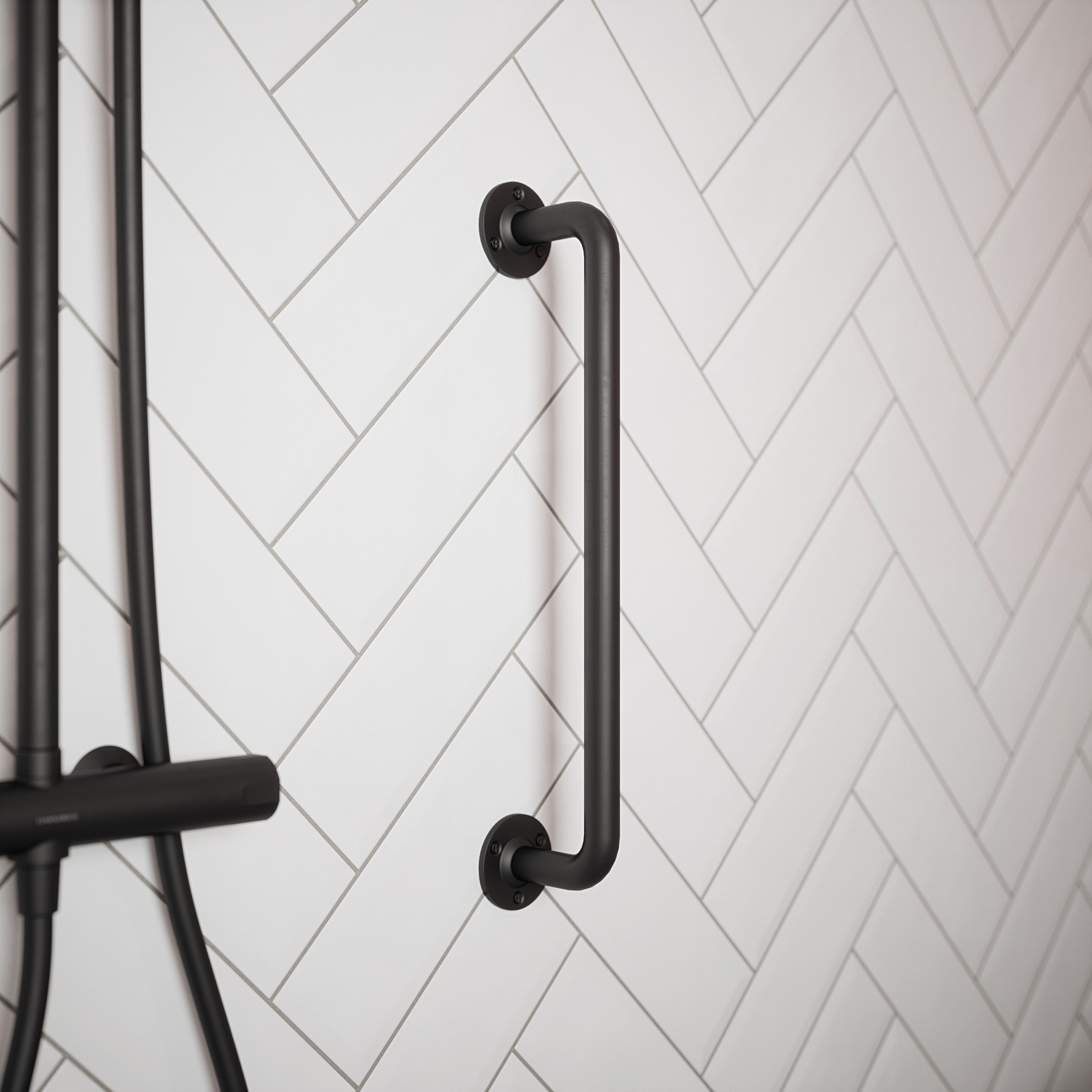 25mm Steel Grab Rail - 457mm Length - Matt Black - view 2
