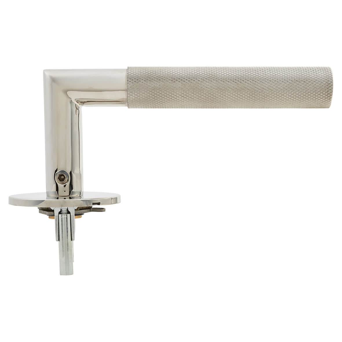 Polished Stainless Steel Knurled Door Handles on Round Slim Rose - Schema Modell Range - view 5
