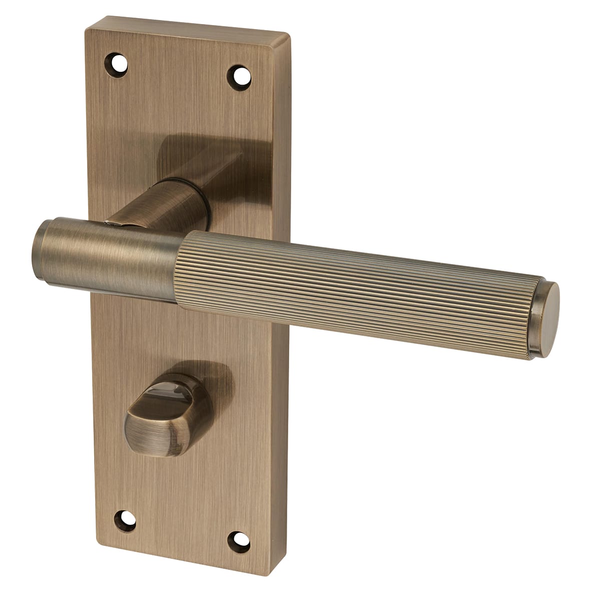 Antique Brass Lines Bathroom Door Handles - Nova Range - 155 x 55mm - view 4