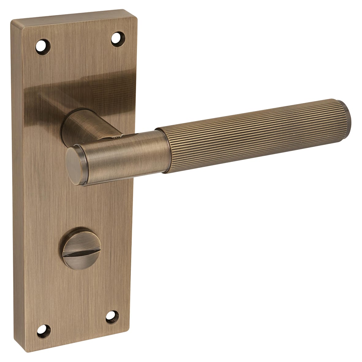 Antique Brass Lines Bathroom Door Handles - Nova Range - 155 x 55mm - view 5