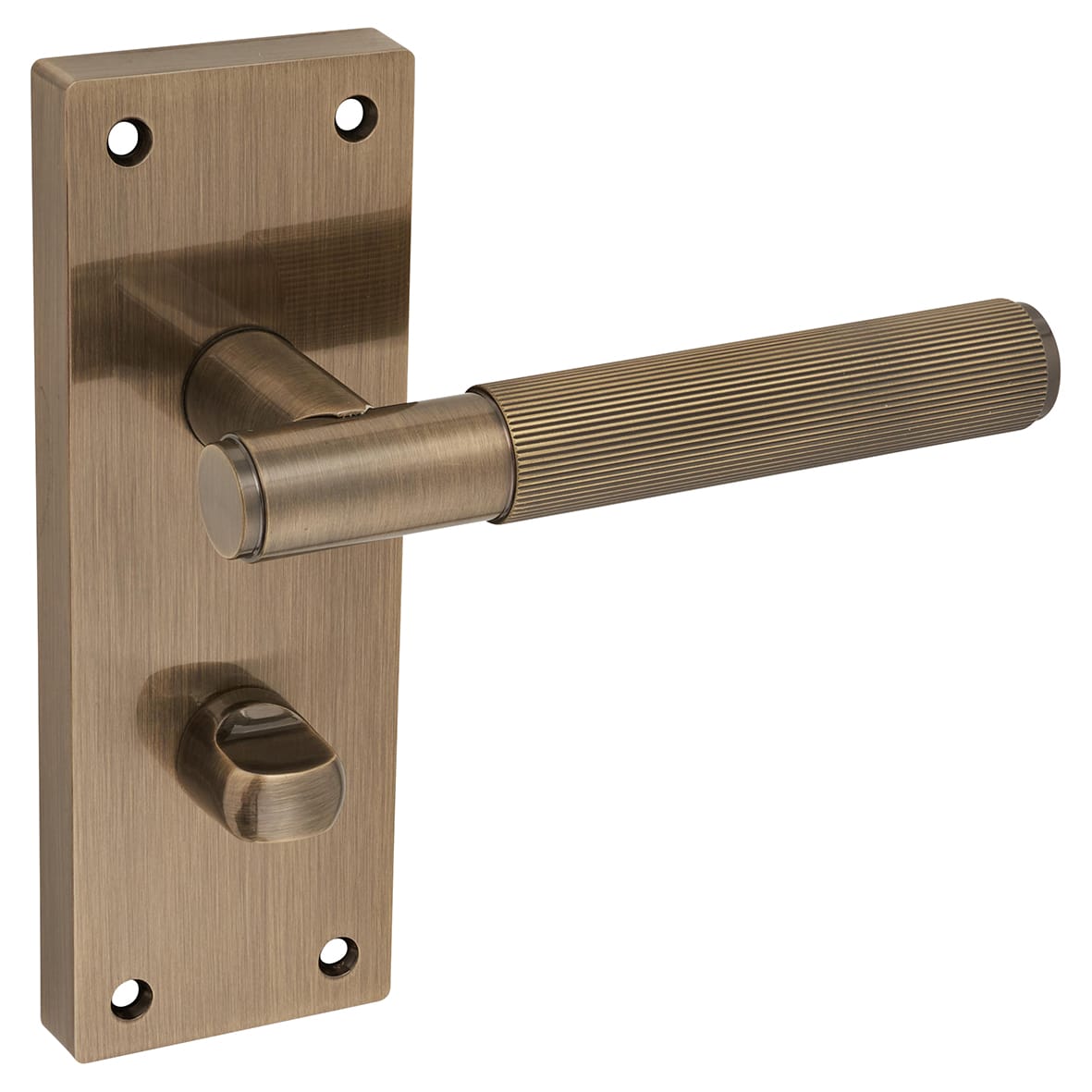 Antique Brass Lines Bathroom Door Handles - Nova Range - 155 x 55mm - view 6