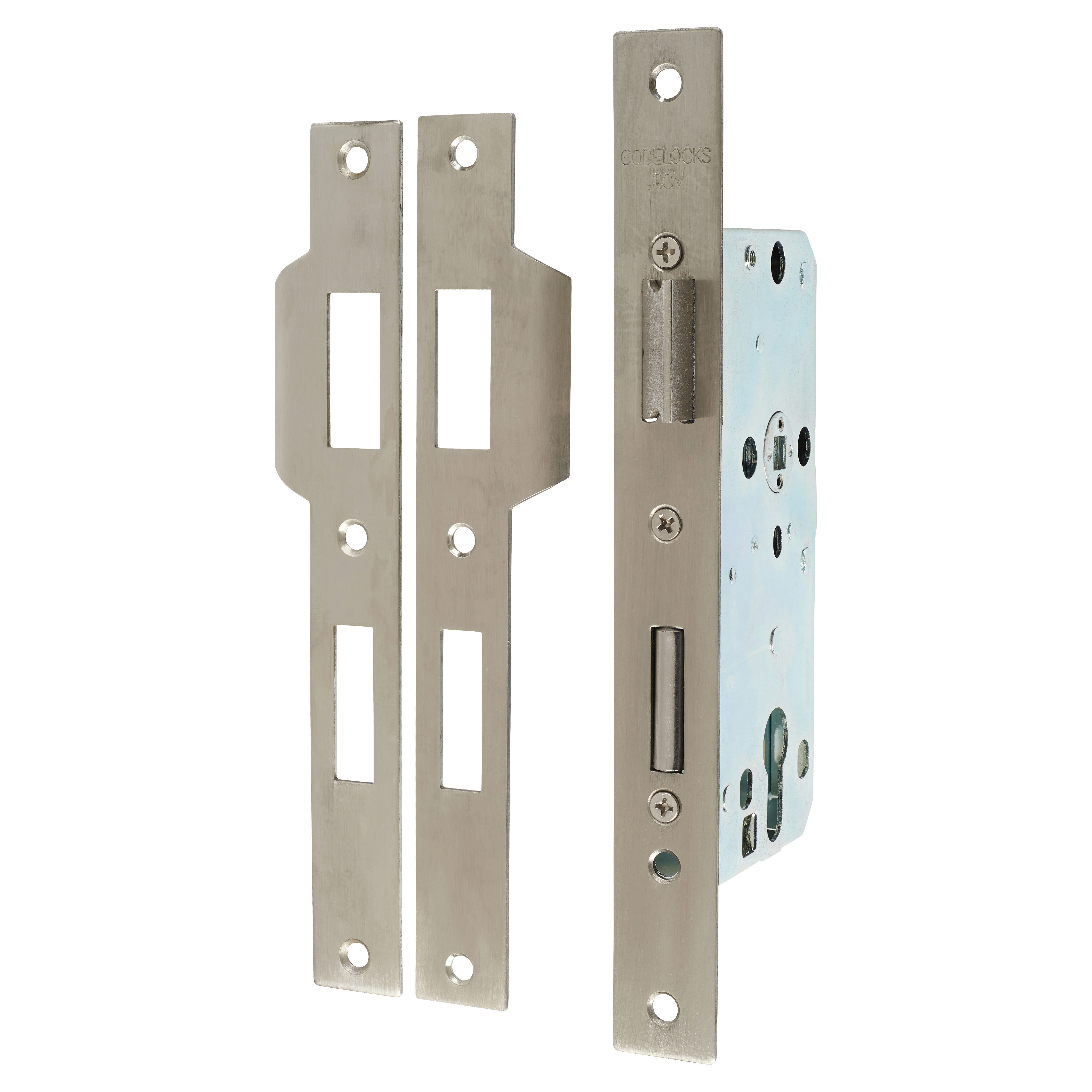Push Button Code Lock and Mortice Lock with Key Override - Brushed Steel - view 5
